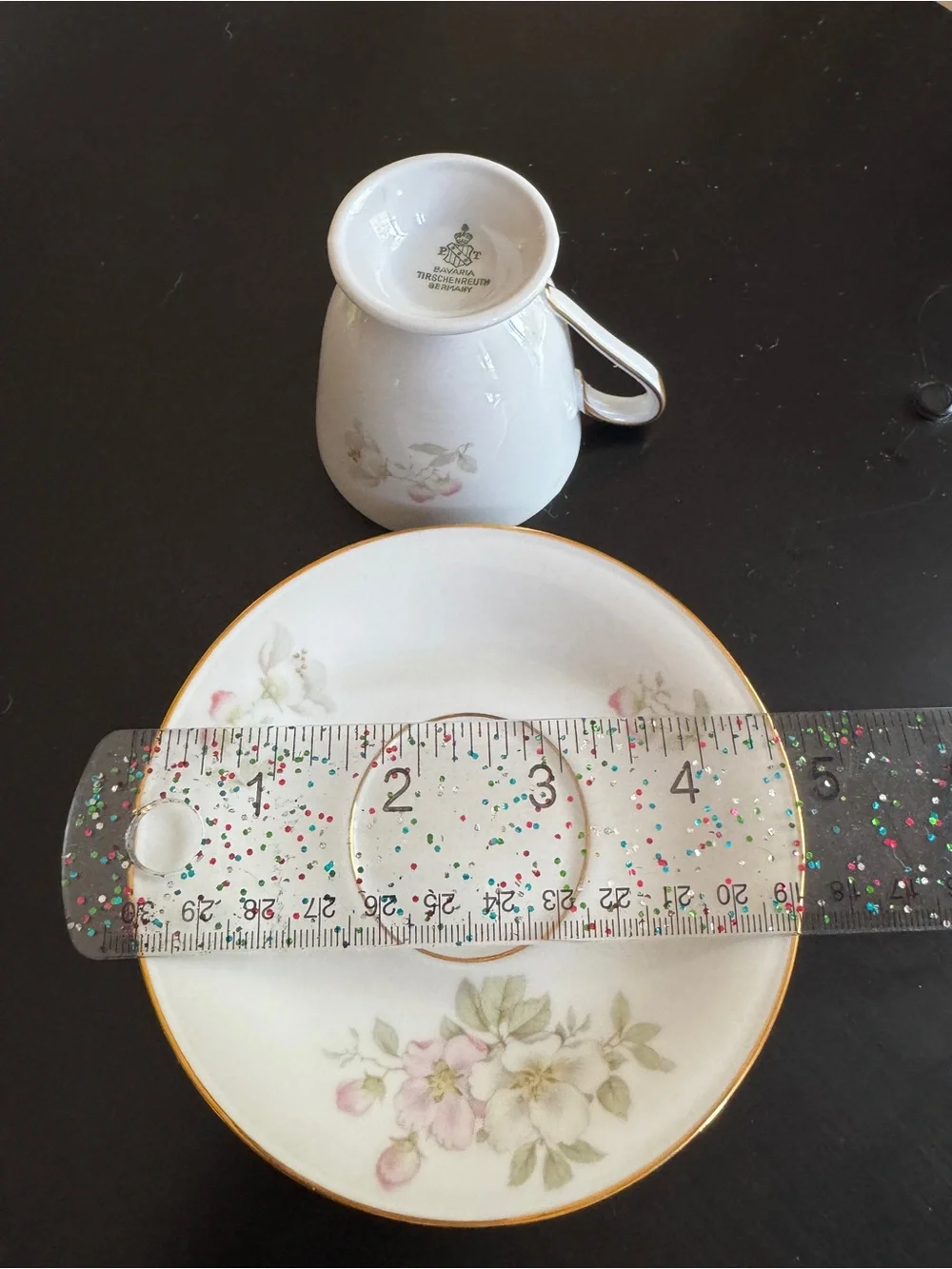 Vintage Tirschenreuth Bavaria Footed Cup & Saucer - Pink & White Apple Blossoms